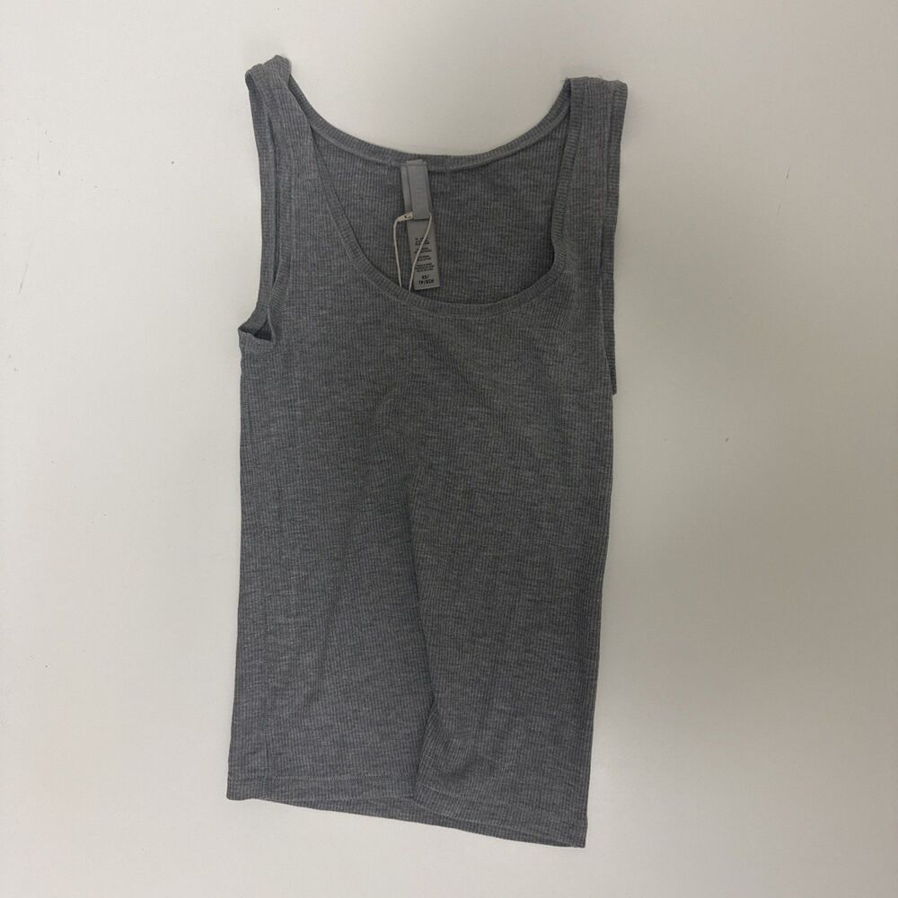 New SKIMS Soft Lounge Tank Heather Grey Ribbed Style AP-TNK-0282 XSmall XS